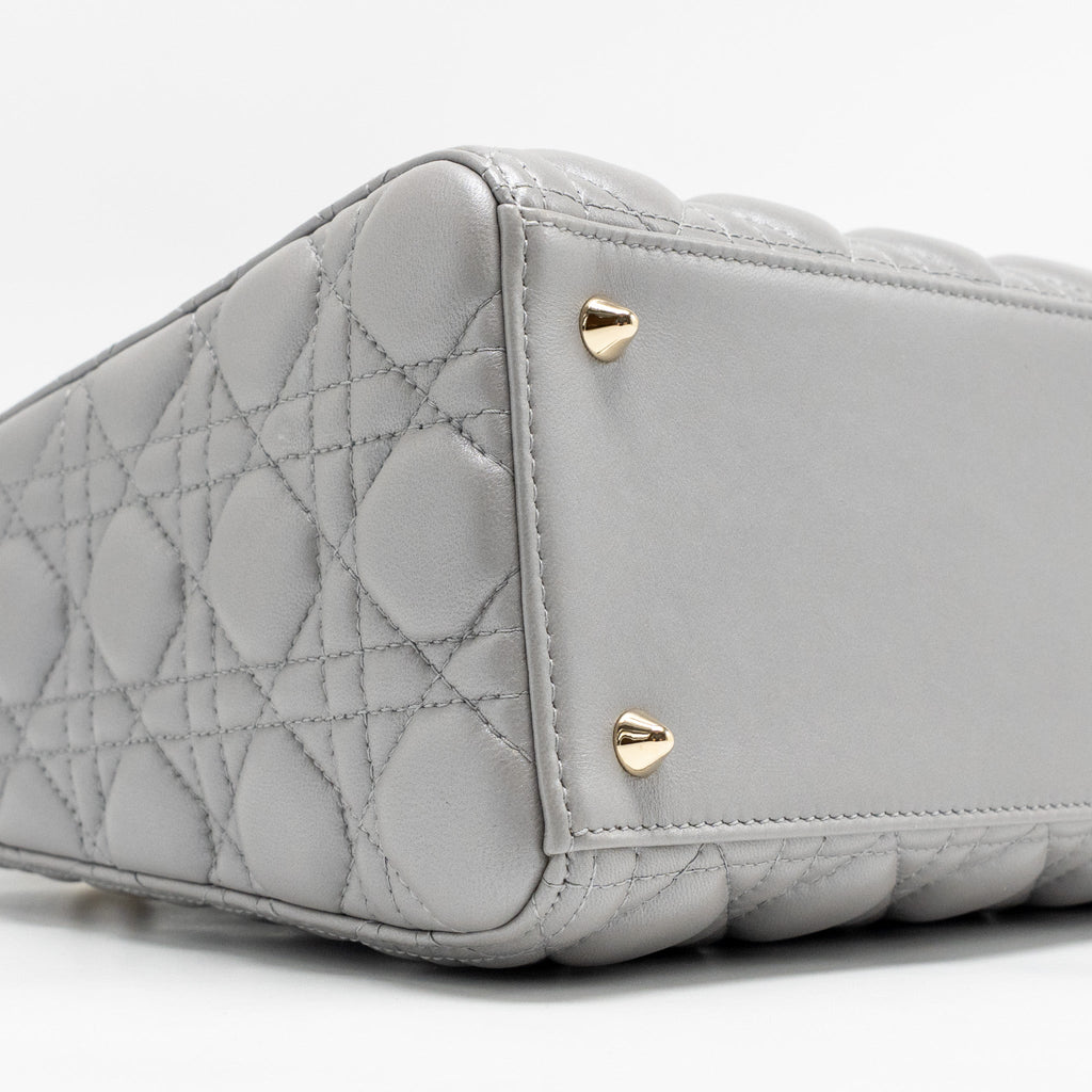 DIOR MEDIUM LADY DIOR LAMBSKIN GREY LGHW