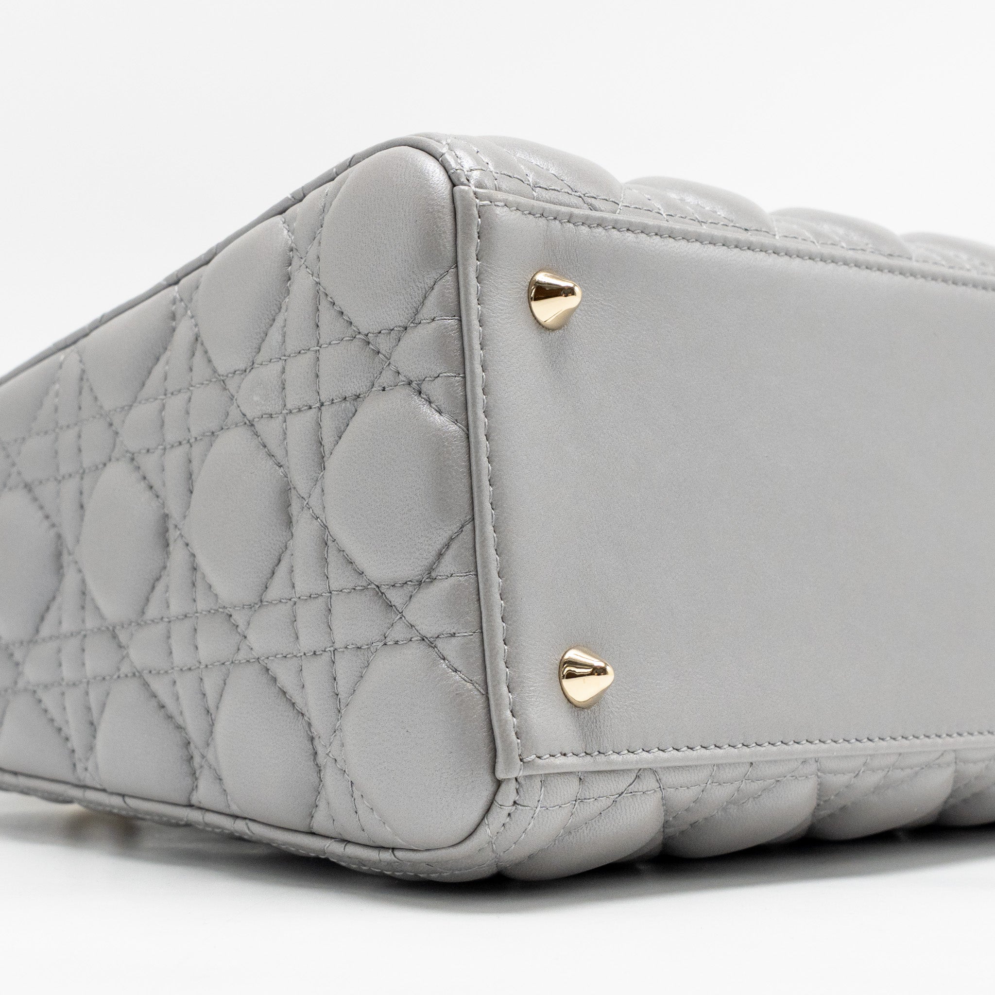 DIOR MEDIUM LADY DIOR LAMBSKIN GREY LGHW