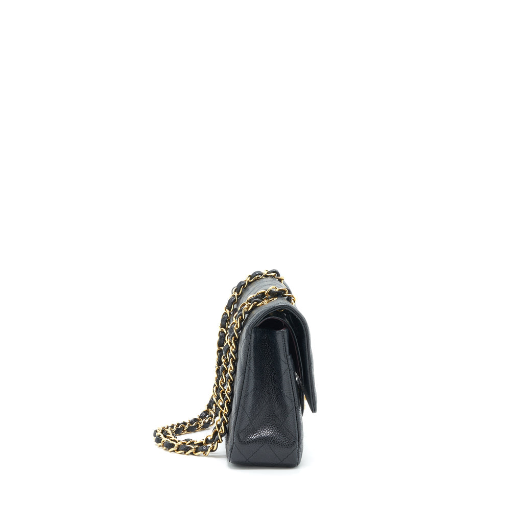 CHANEL MEDIUM CLASSIC DOUBLE FLAP BAG CAVIAR BLACK GHW