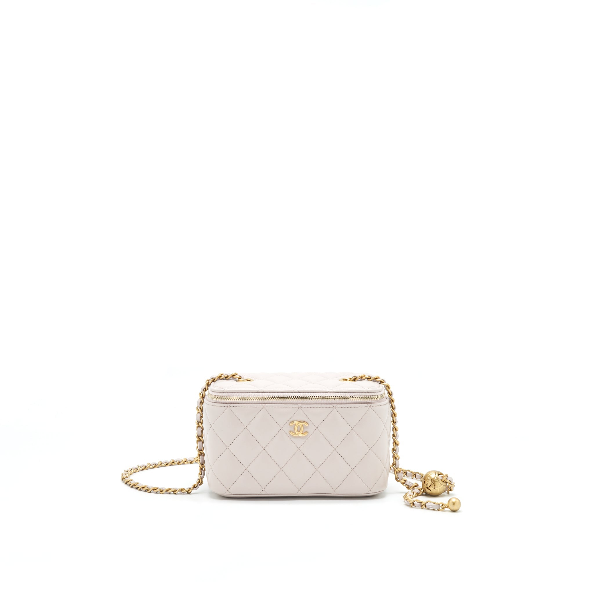 CHANEL PEARL CRUSH LONG VANITY ON CHAIN LAMBSKIN LIGHT PURPLE GHW