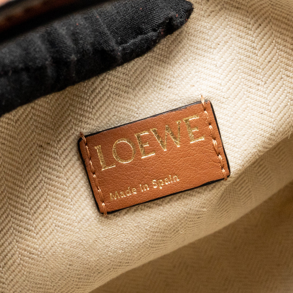 LOEWE SMALL CUBI BAG ANAGRAM JACQUARD CALFSKIN BEIGE/BROWN GHW