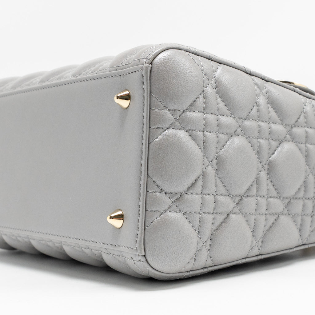 DIOR MEDIUM LADY DIOR LAMBSKIN GREY LGHW