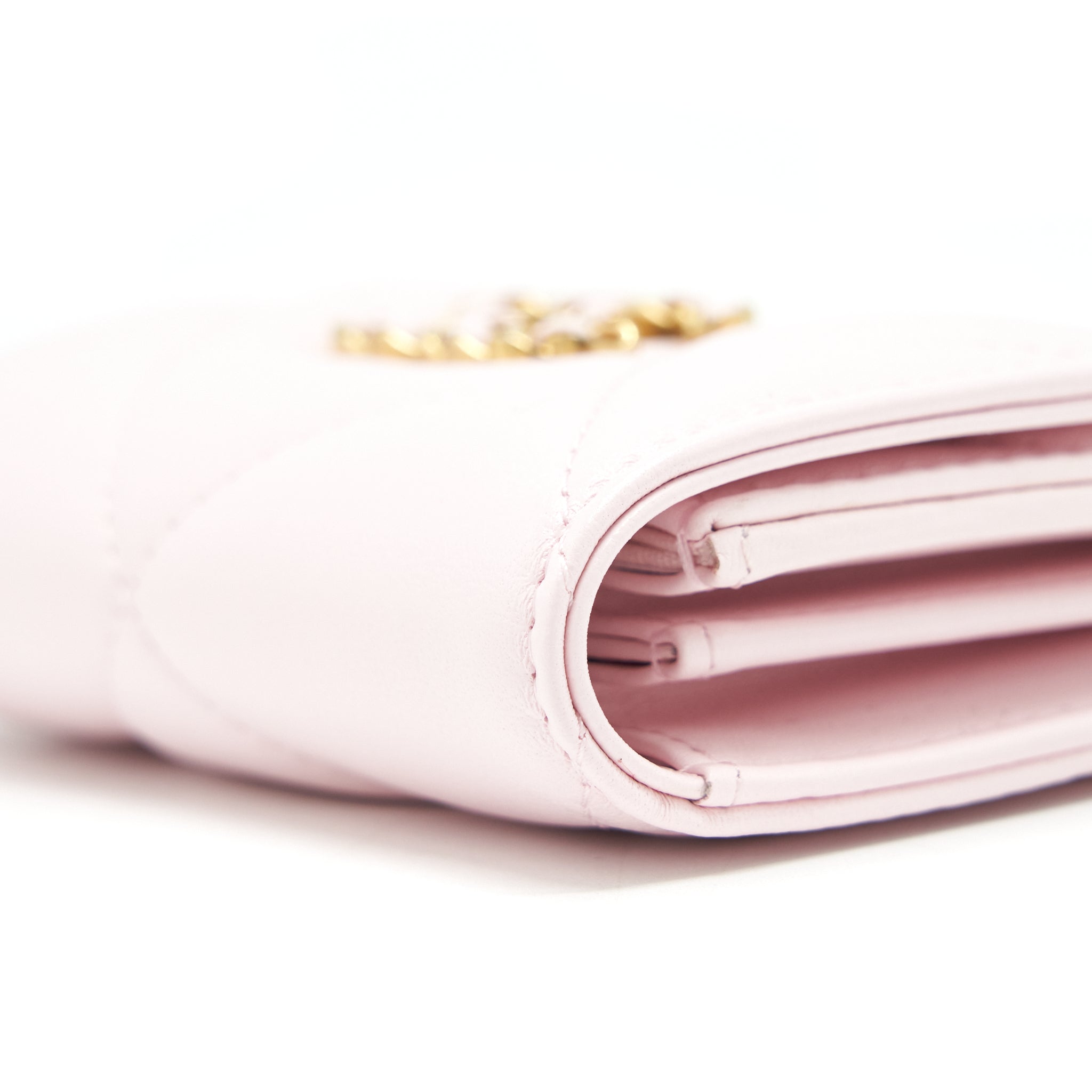 CHANEL 19 FLAP CARDHOLDER LAMBSKIN LIGHT PINK GHW