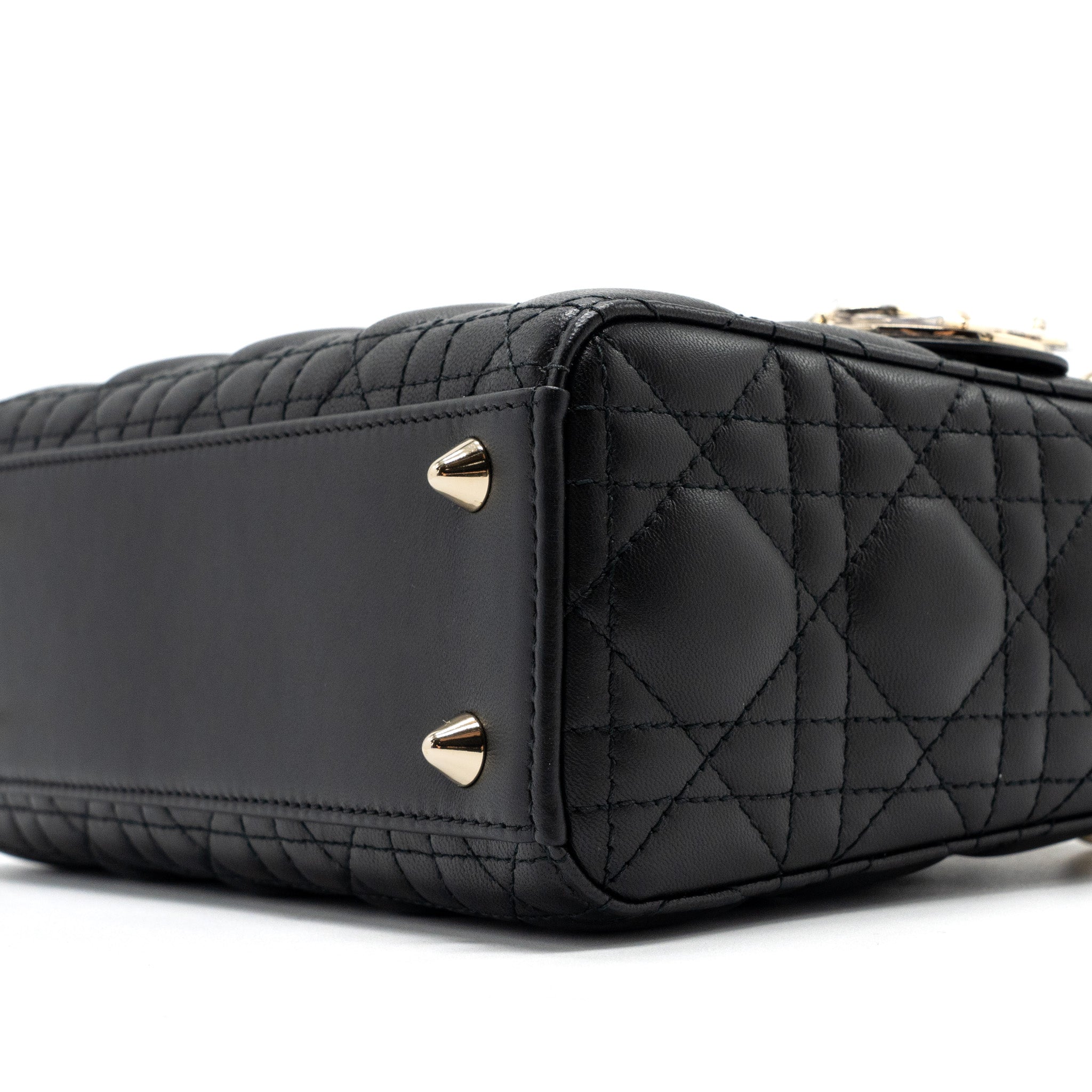 DIOR SMALL LADY DIOR LAMBSKIN BLACK LGHW