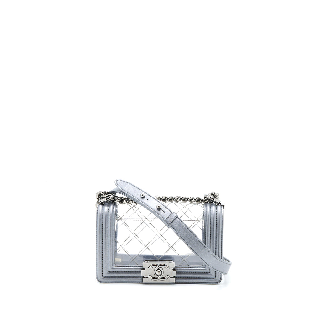 CHANEL SMALL BOY PVC/LAMBSKIN SILVER SHW