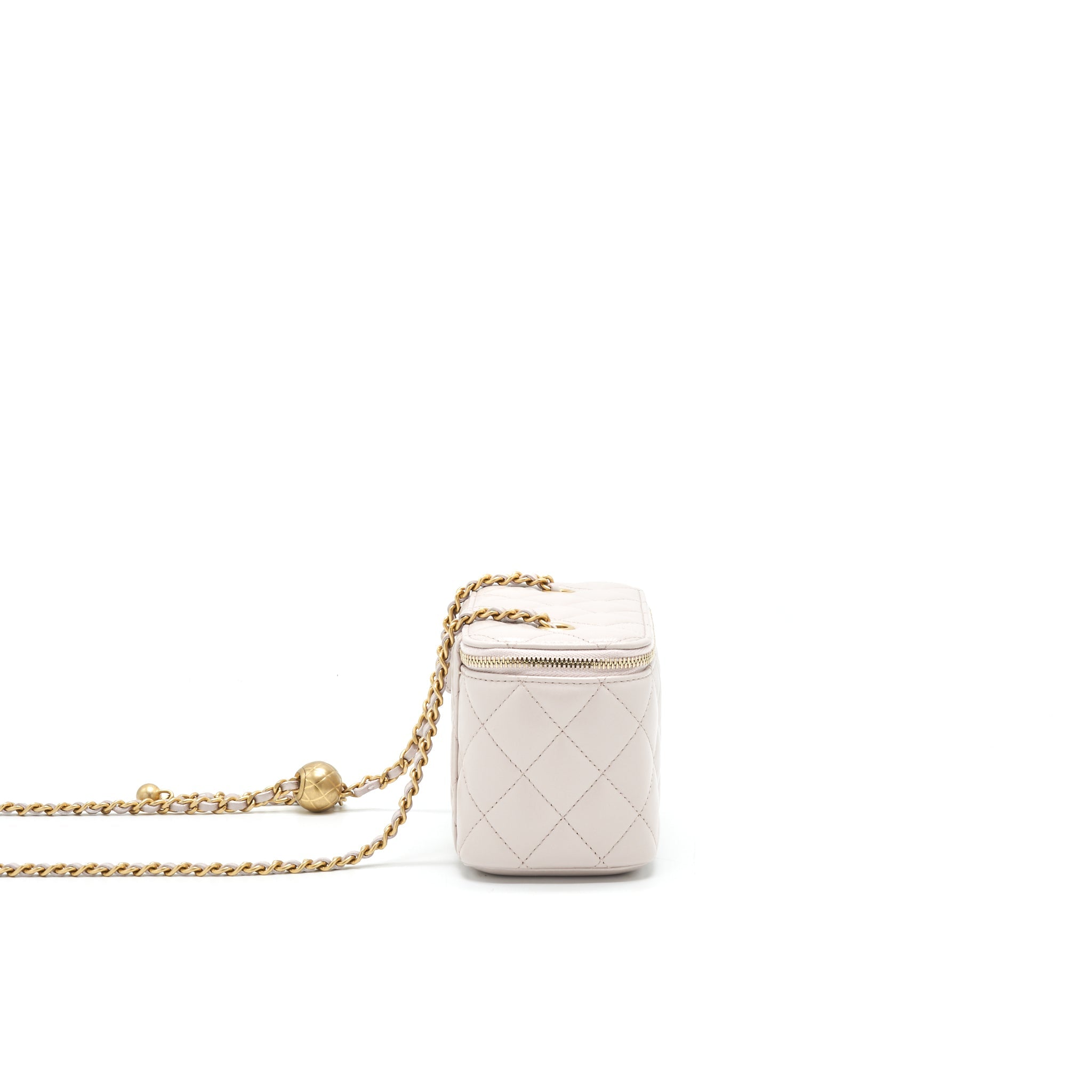 CHANEL PEARL CRUSH LONG VANITY ON CHAIN LAMBSKIN LIGHT PURPLE GHW