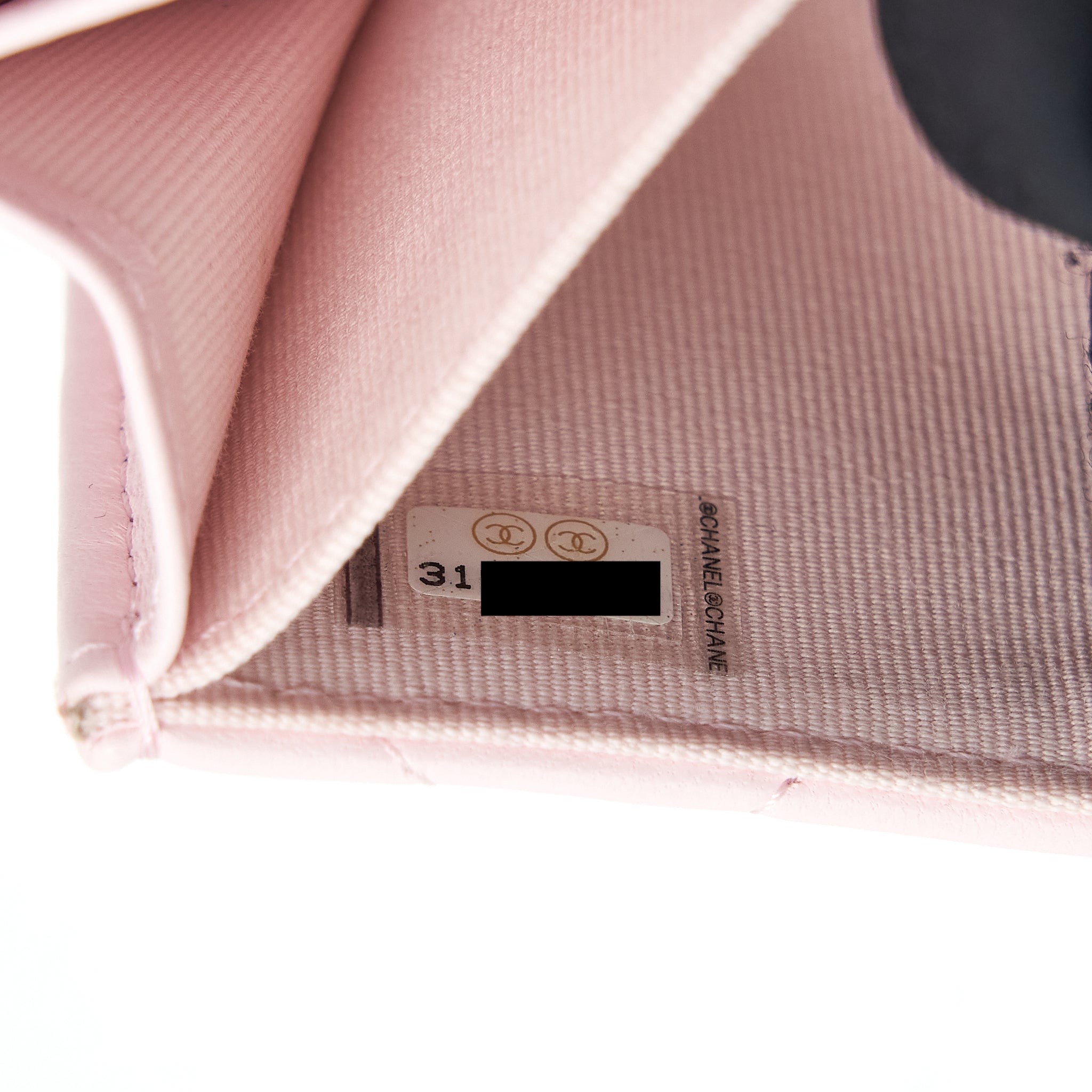CHANEL 19 FLAP CARDHOLDER LAMBSKIN LIGHT PINK GHW