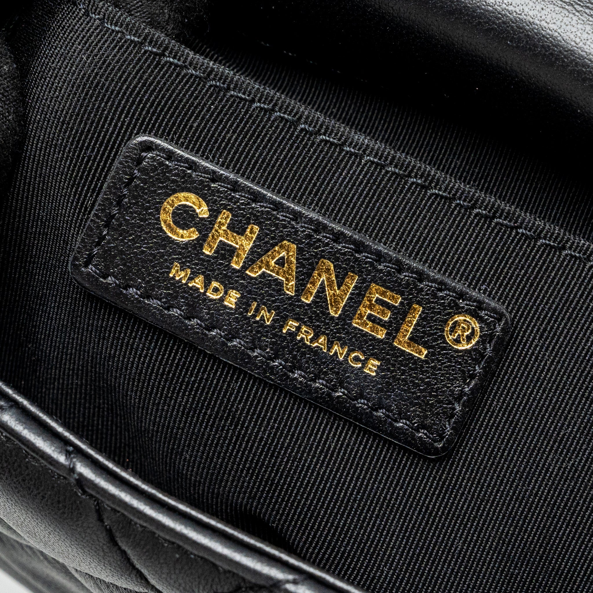 CHANEL QUILTED FLAP BAG WITH PEARL CHAIN LAMBSKIN BLACK LGHW