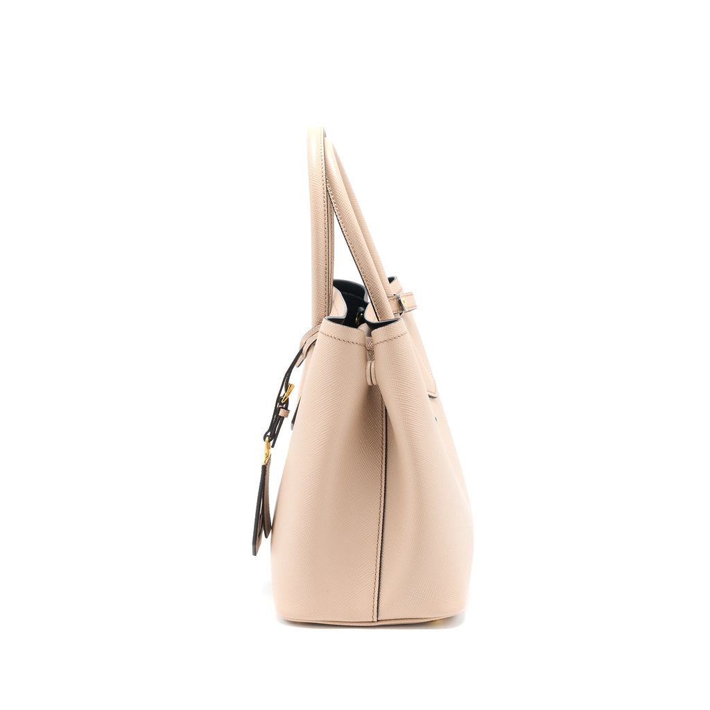 PRADA SAFFIANO CUIR TOTE BAG CALFSKIN CAMMEO/NERO GHW