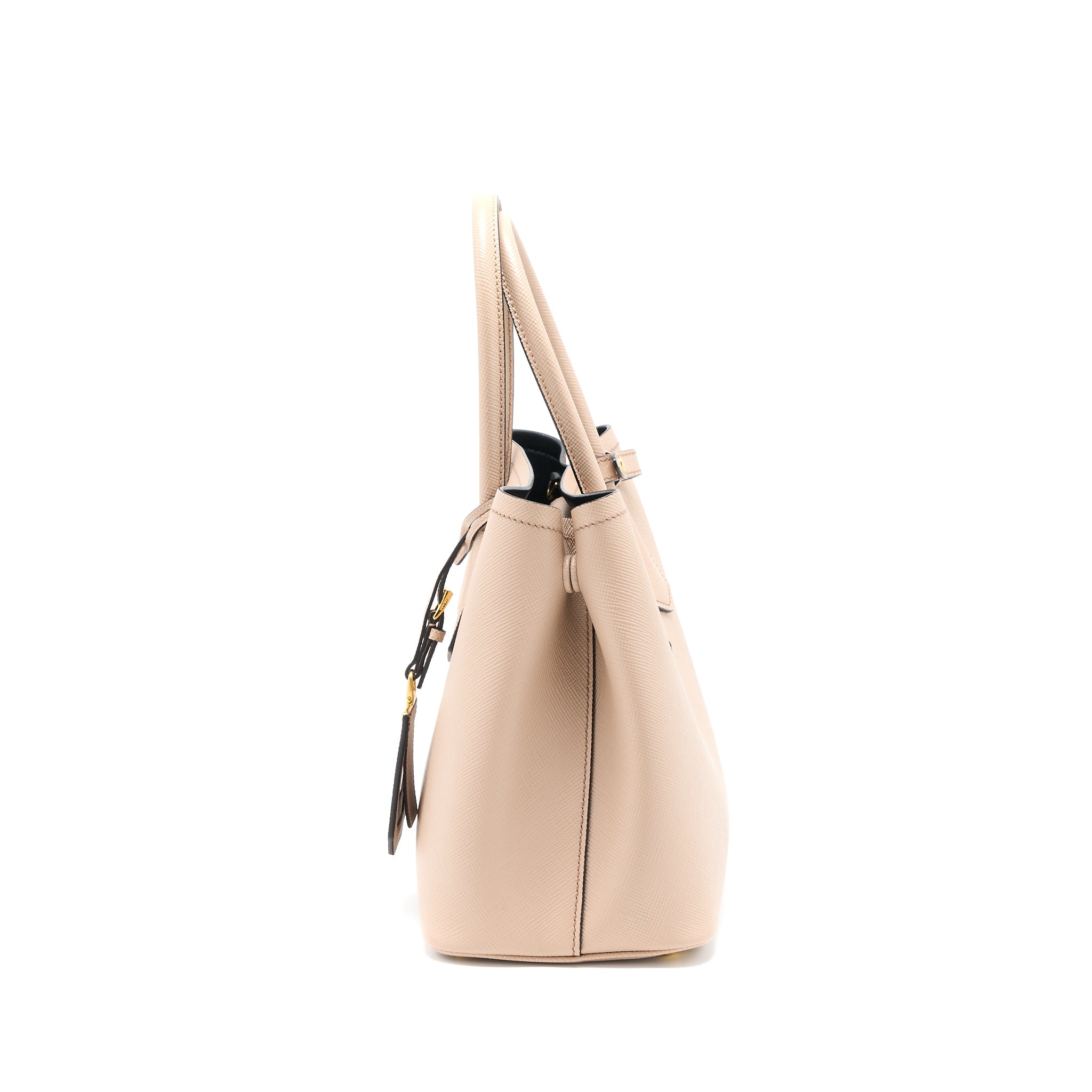 PRADA SAFFIANO CUIR TOTE BAG CALFSKIN CAMMEO/NERO GHW