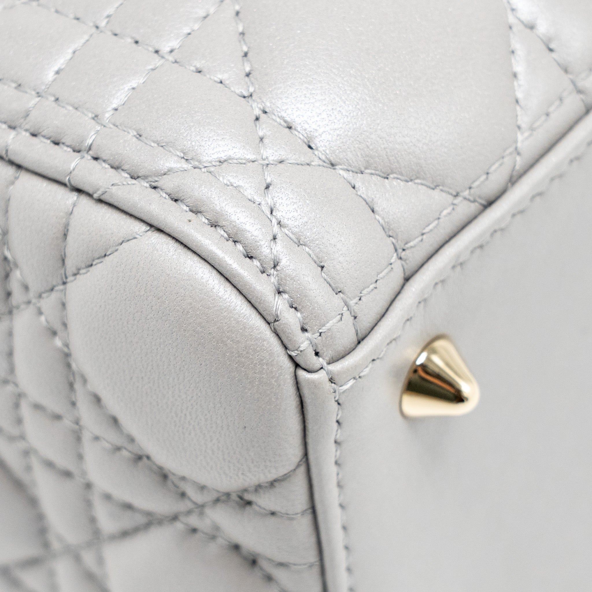 DIOR MEDIUM LADY DIOR LAMBSKIN GREY LGHW