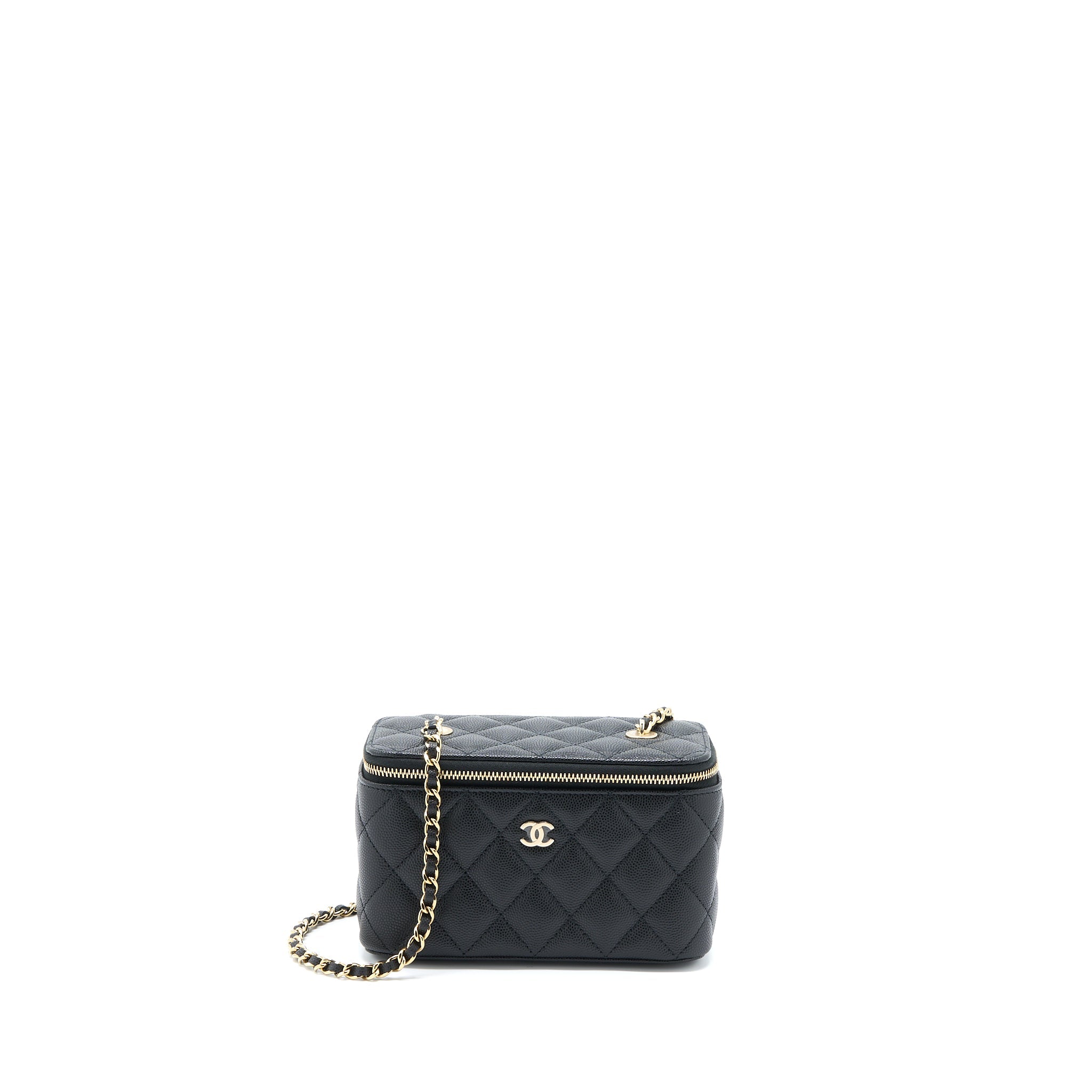 CHANEL LONG VANITY WITH CHAIN CAVIAR BLACK LGHW (MICROCHIP)
