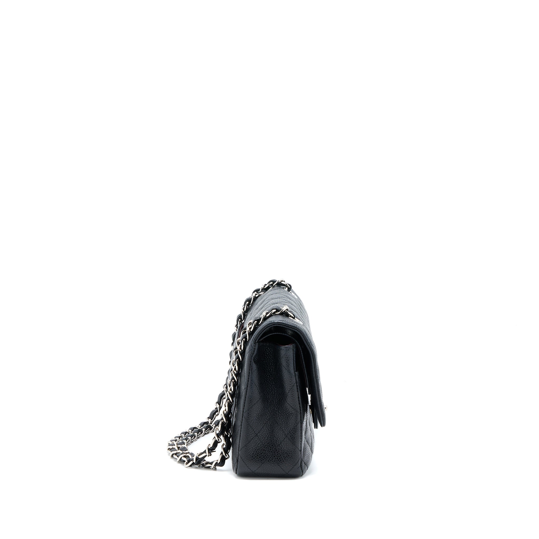 CHANEL MEDIUM CLASSIC DOUBLE FLAP BAG CAVIAR BLACK SHW