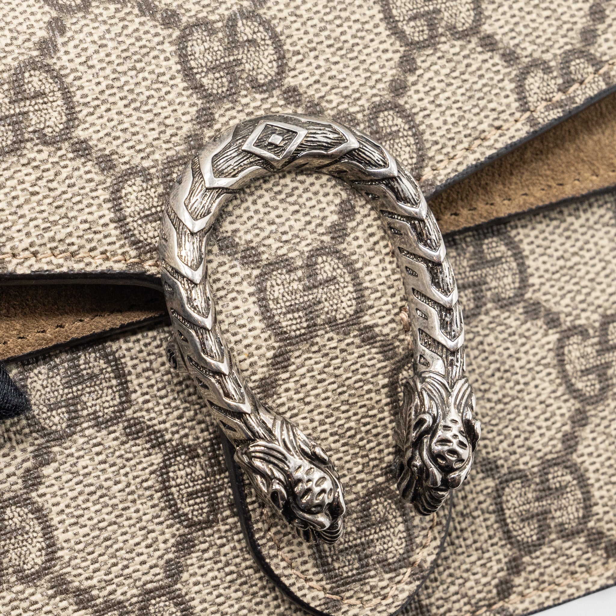 GUCCI DIONYSUS SUPER MINI GG SUPREME CANVAS/SUEDE RUTHENIUM SILVER HARDWARE