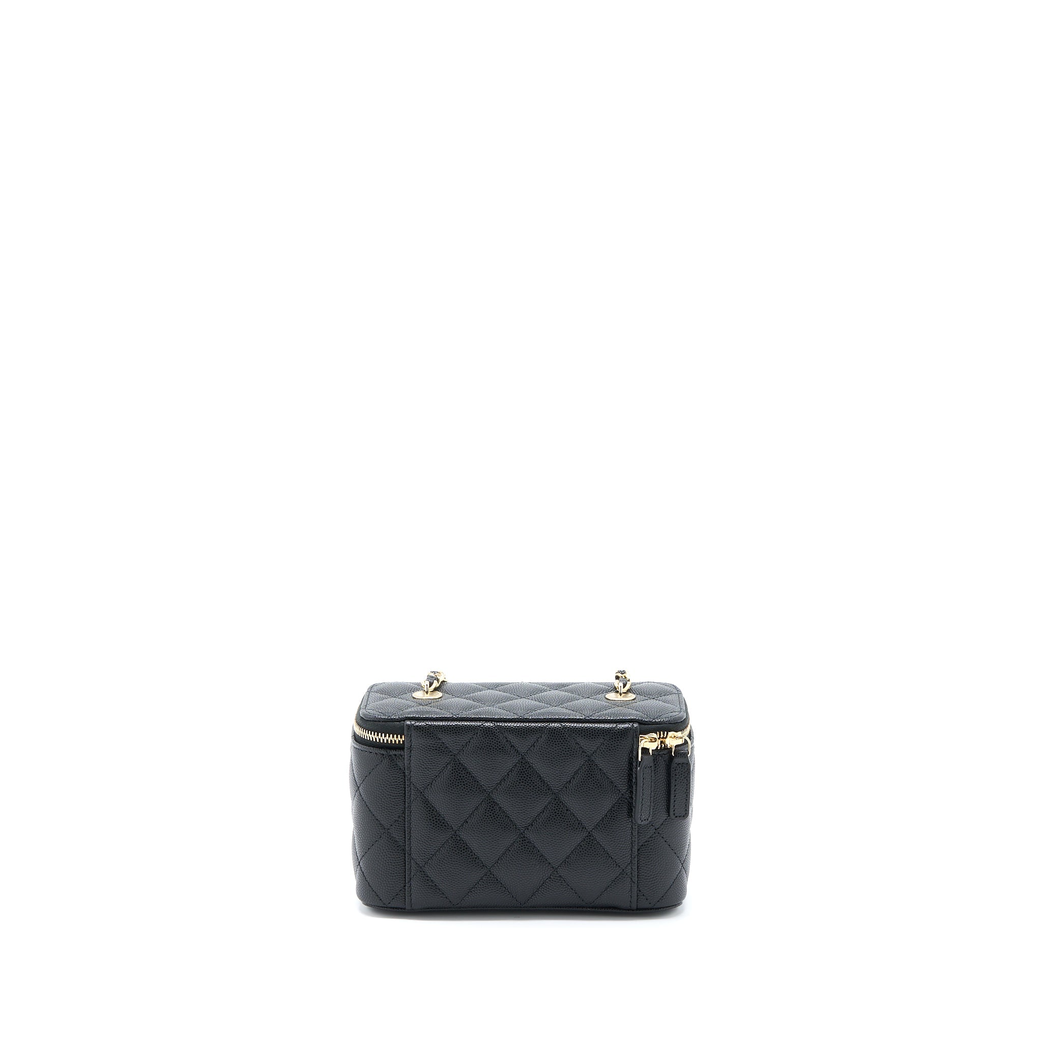 CHANEL LONG VANITY WITH CHAIN CAVIAR BLACK LGHW (MICROCHIP)