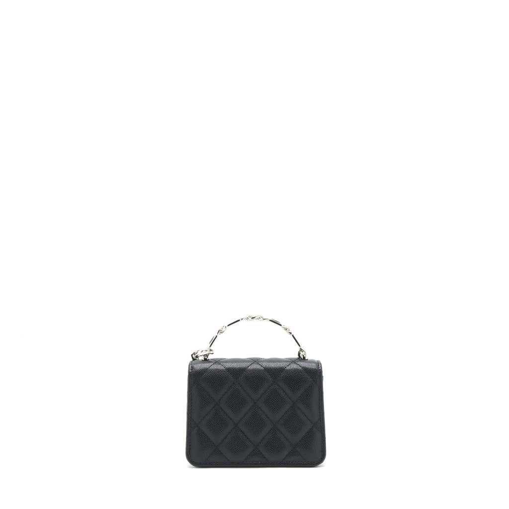 CHANEL 22S GIANT CHAIN TOP HANDLE MINI FLAP BAG CAVIAR BLACK SHW