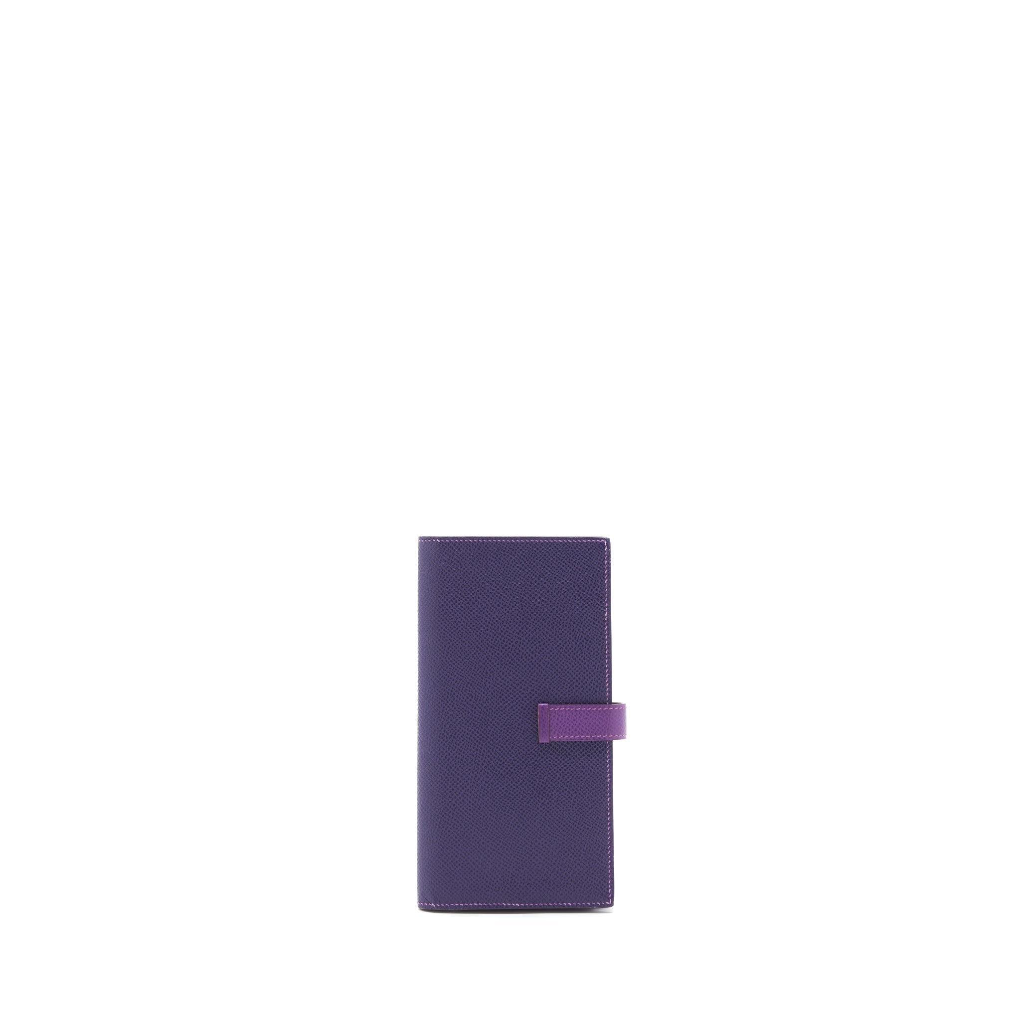 HERMES BEARN WALLET SPECIAL ORDER EPSOM MULTICOLOUR PURPLE GHW