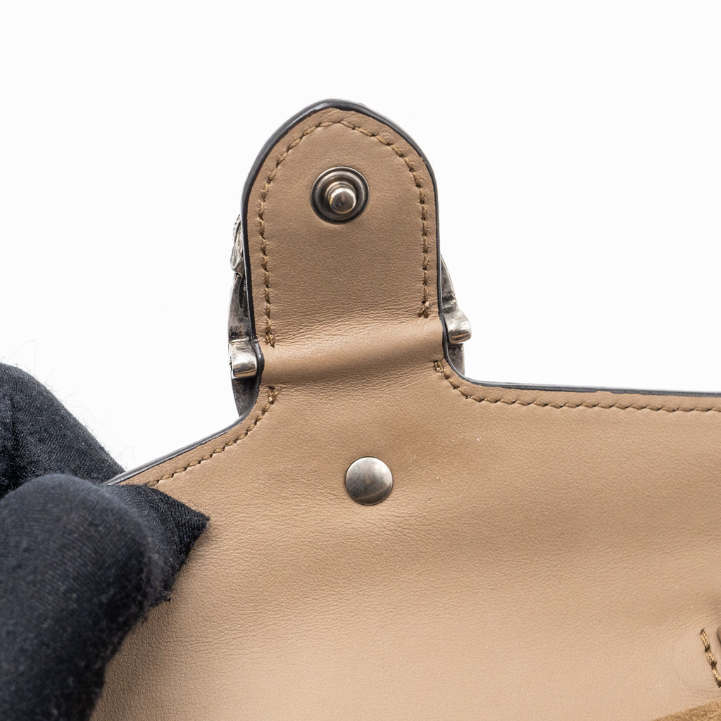 GUCCI DIONYSUS SUPER MINI GG SUPREME CANVAS/SUEDE RUTHENIUM SILVER HARDWARE
