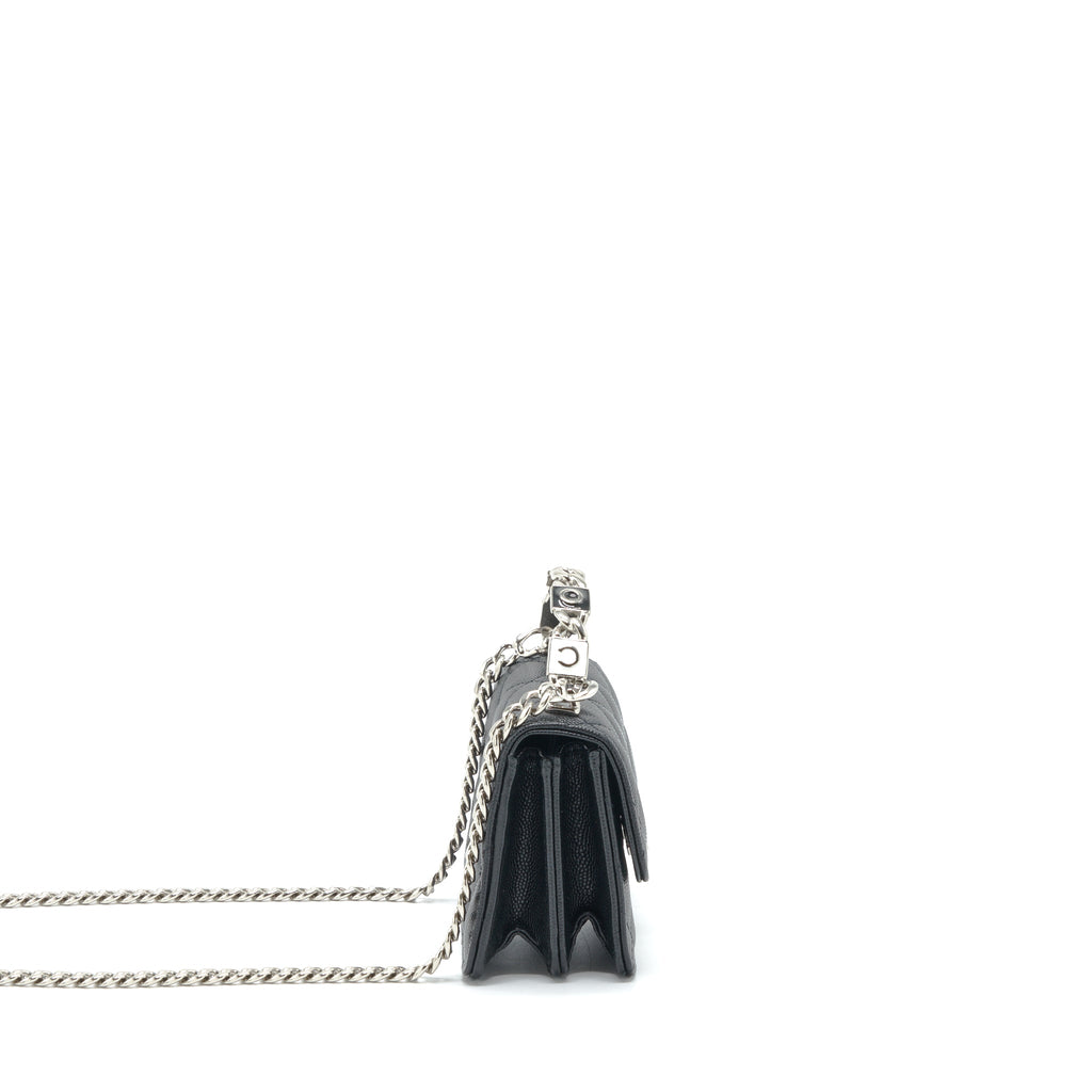 CHANEL 22S GIANT CHAIN TOP HANDLE MINI FLAP BAG CAVIAR BLACK SHW