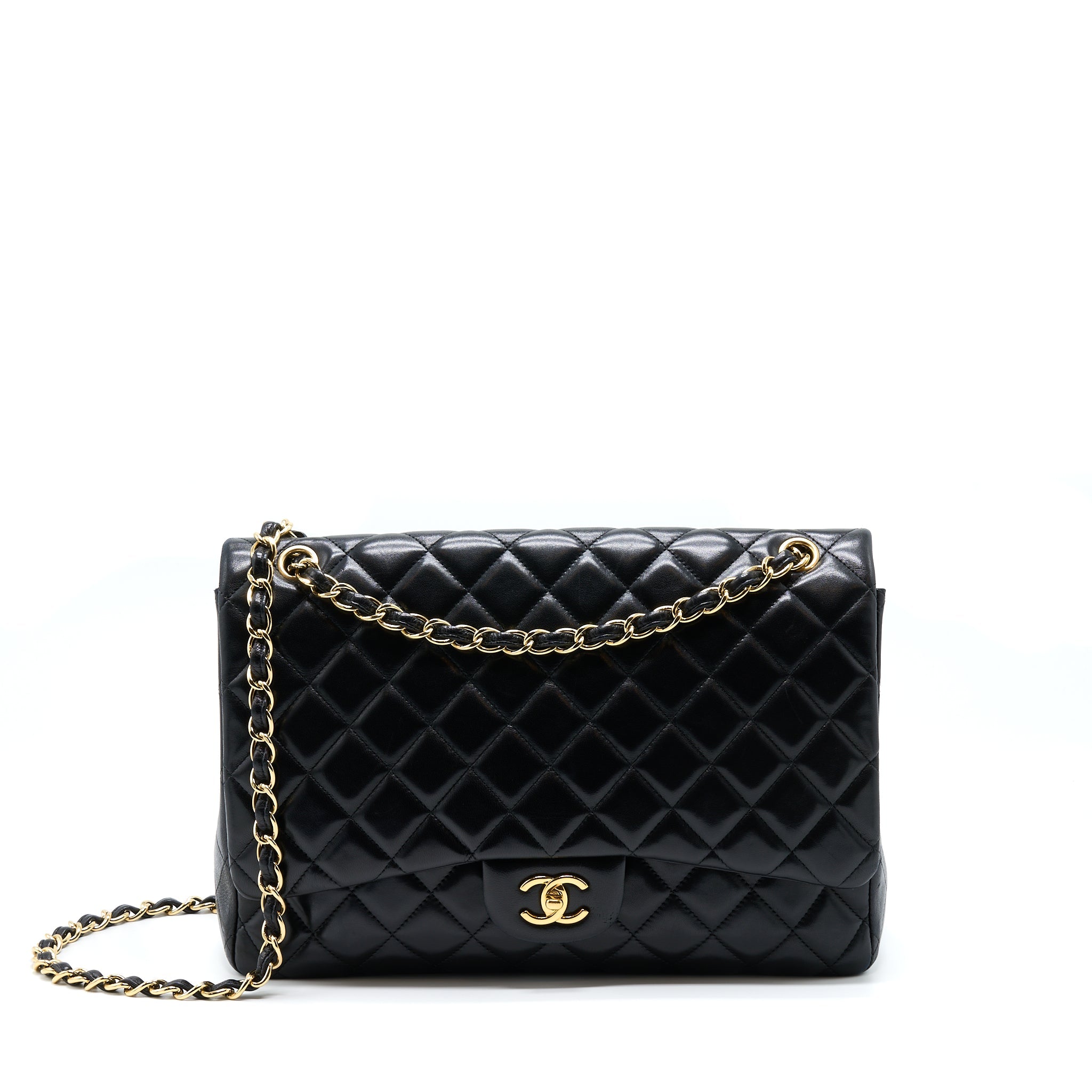 CHANEL MAXI CLASSIC FLAP BAG LAMBSKIN BLACK GHW