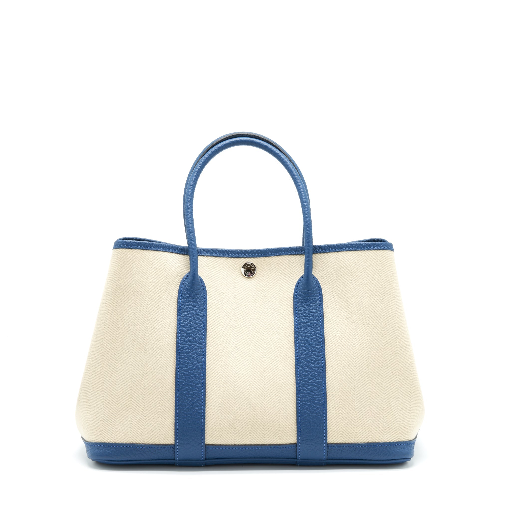 HERMES GARDEN PARTY 30 CANVAS BLUE/BEIGE SHW