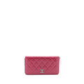 CHANEL LONG ZIP WALLET PATENT FUCHSIA SHW