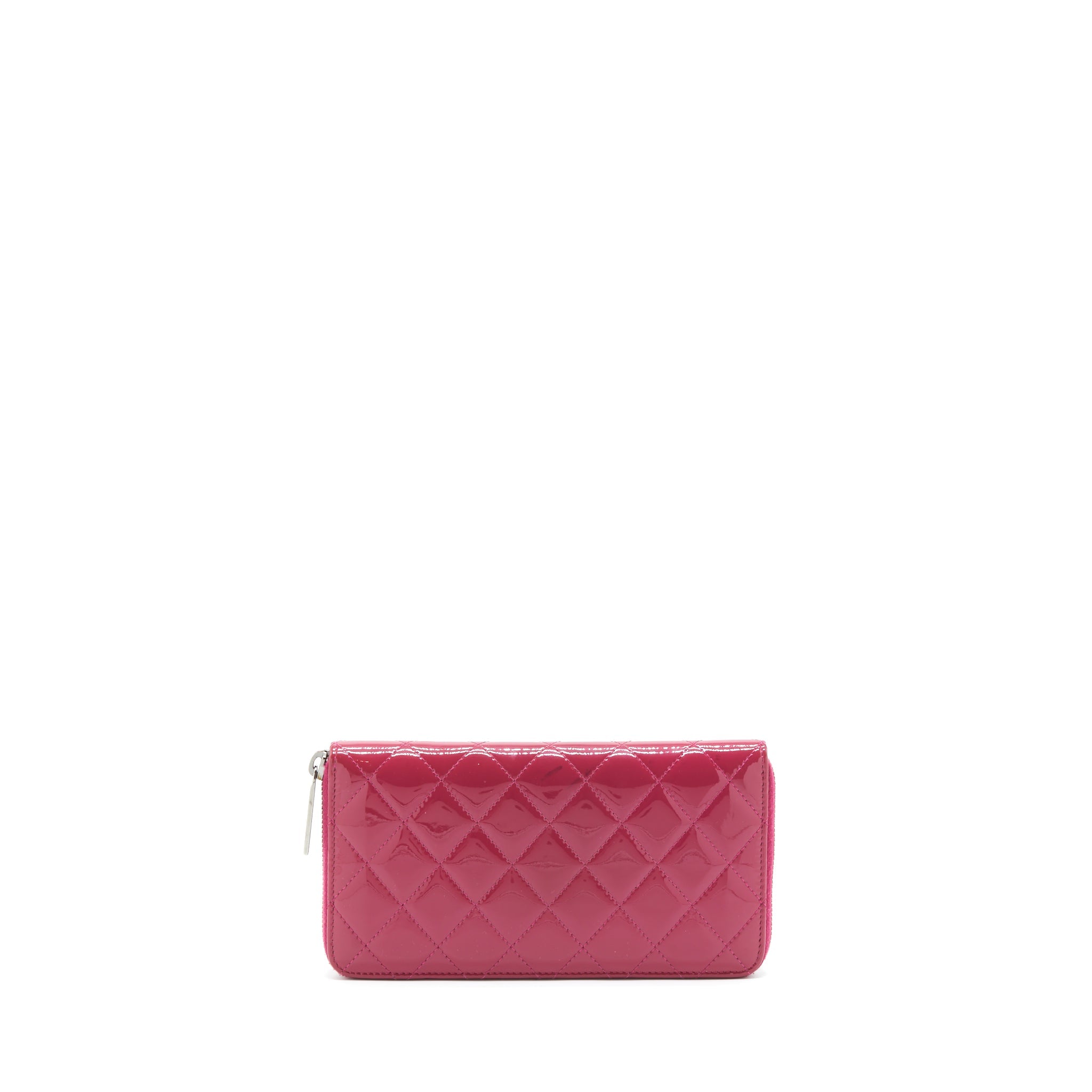 CHANEL LONG ZIP WALLET PATENT FUCHSIA SHW