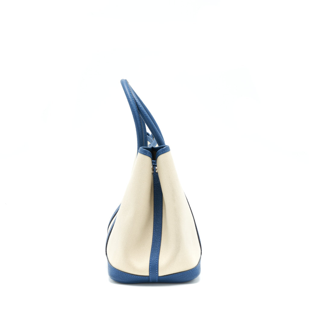 HERMES GARDEN PARTY 30 CANVAS BLUE/BEIGE SHW