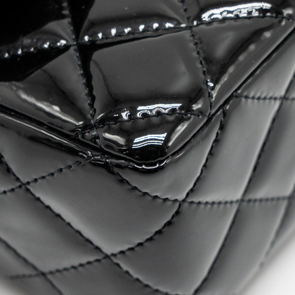 CHANEL MINI RECTANGULAR FLAP BAG PATENT LEATHER BLACK LGHW
