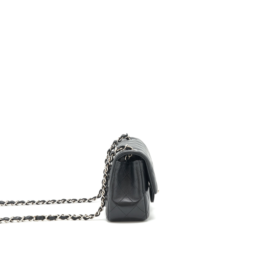 CHANEL MINI RECTANGULAR FLAP BAG LAMBSKIN BLACK SHW
