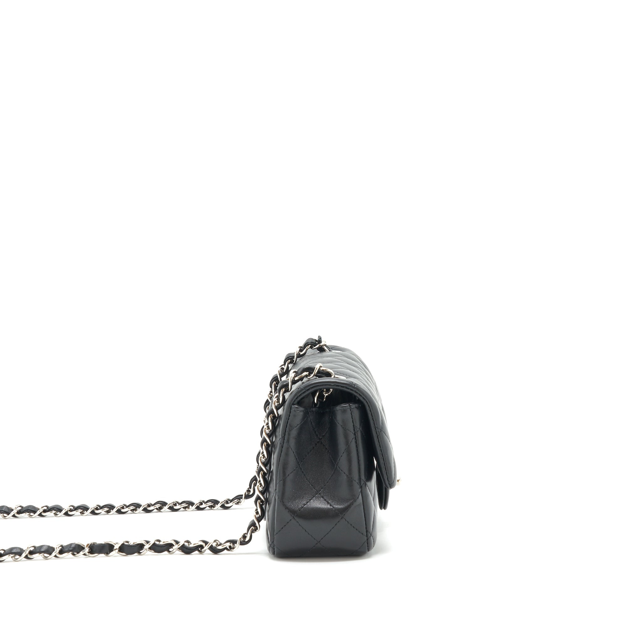 CHANEL MINI RECTANGULAR FLAP BAG LAMBSKIN BLACK SHW