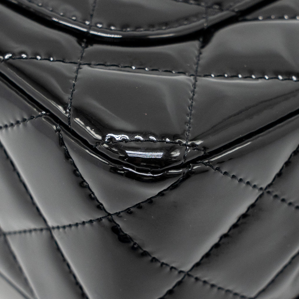 CHANEL MINI RECTANGULAR FLAP BAG PATENT LEATHER BLACK LGHW
