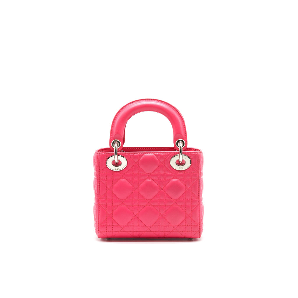 CHRISTIAN DIOR MINI LADY DIOR LAMBSKIN HOT PINK WITH SHW