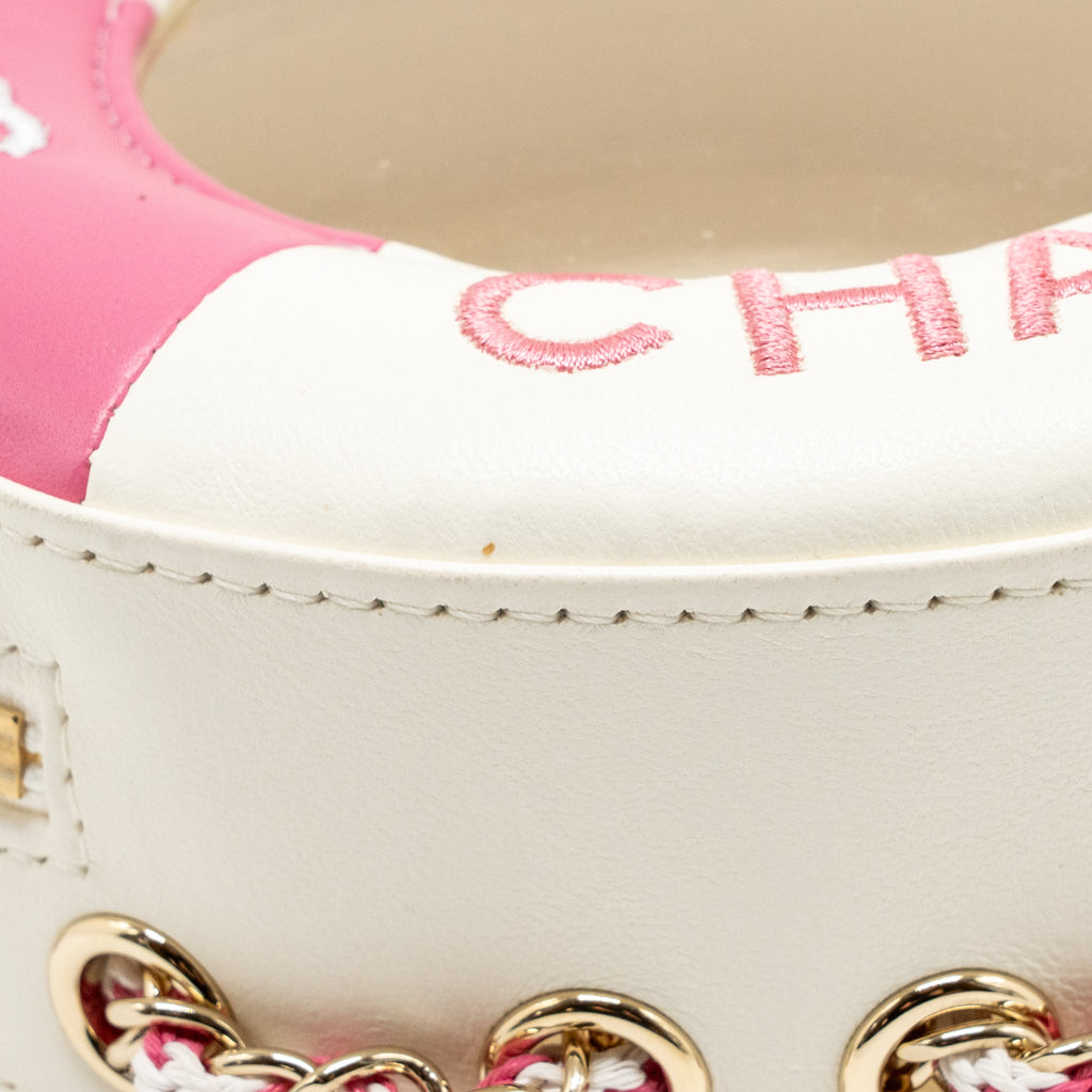 CHANEL 19C LA PAUSA LIFESAVER BAG LAMBSKIN/PVC PINK/WHITE LGHW