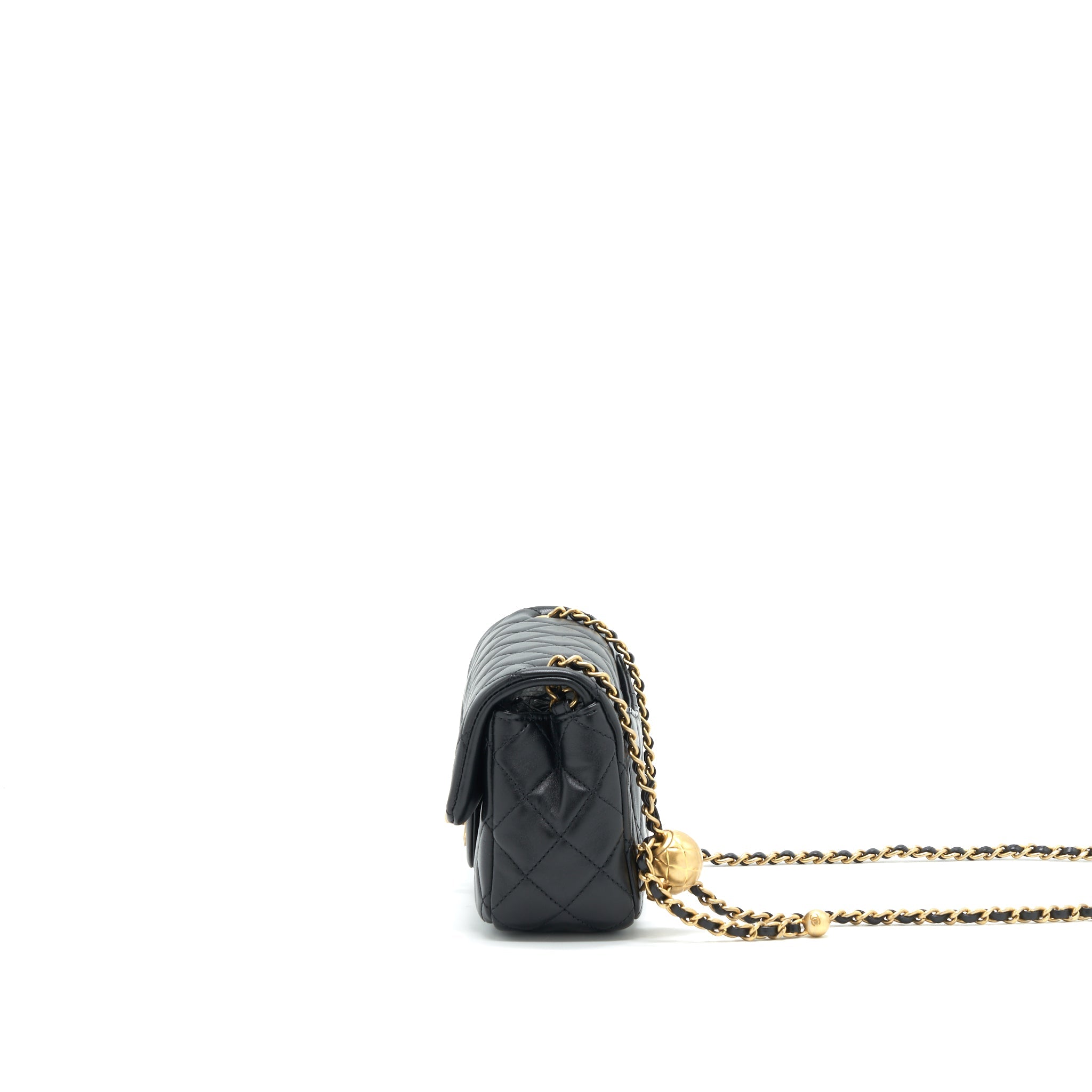 CHANEL PEARL CRUSHED MINI RECTANGULAR FLAP IN BLACK