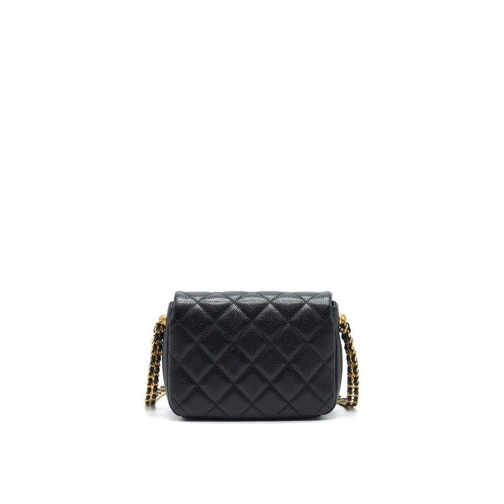CHANEL 21A MINI SQUARE FLAP BAG CAVIAR BLACK GHW