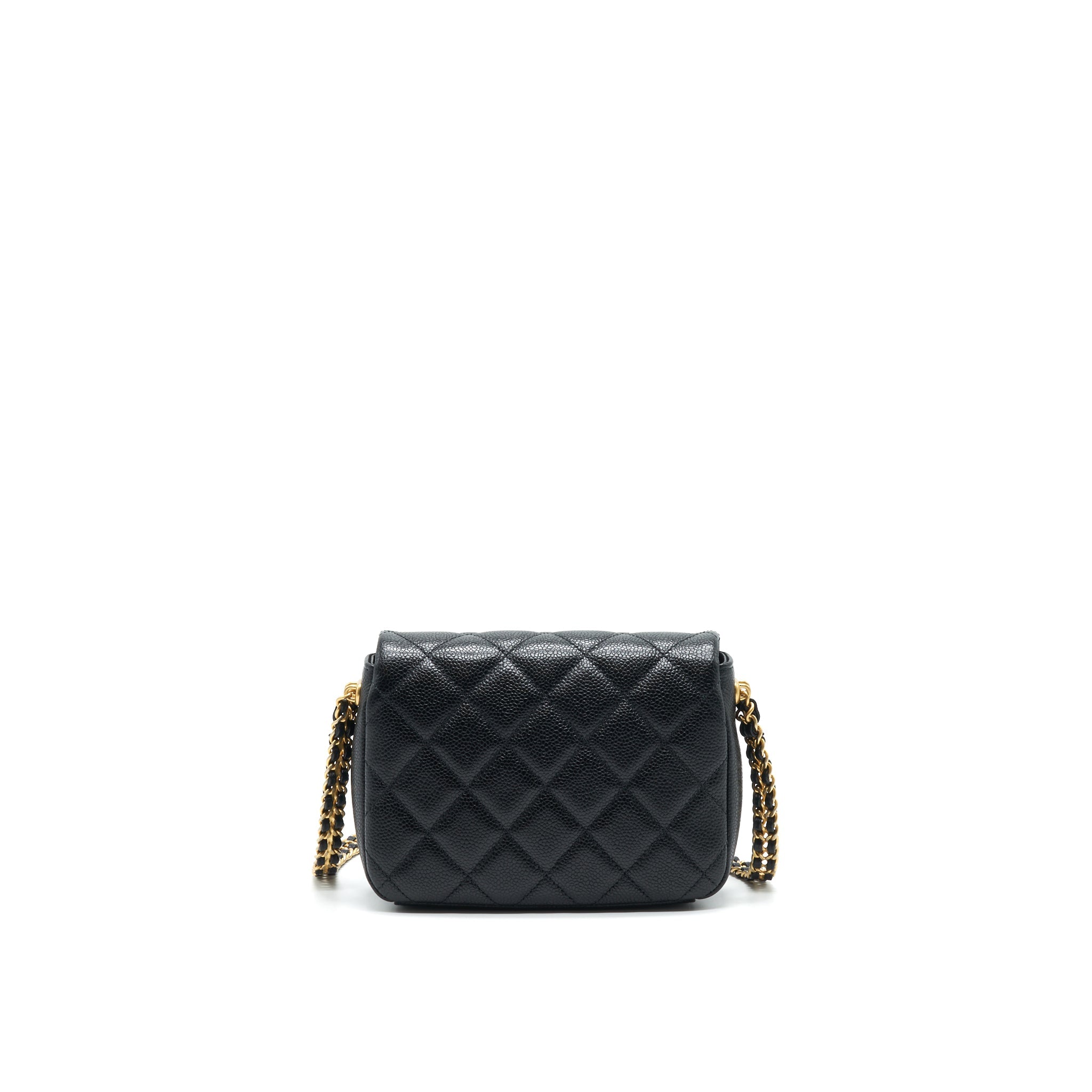 CHANEL 21A MINI SQUARE FLAP BAG CAVIAR BLACK GHW