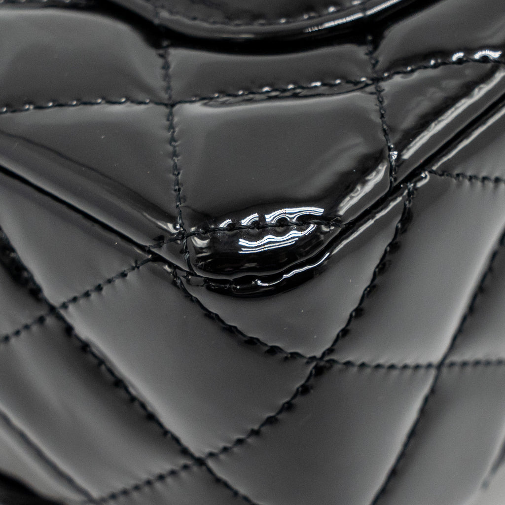CHANEL MINI RECTANGULAR FLAP BAG PATENT LEATHER BLACK LGHW