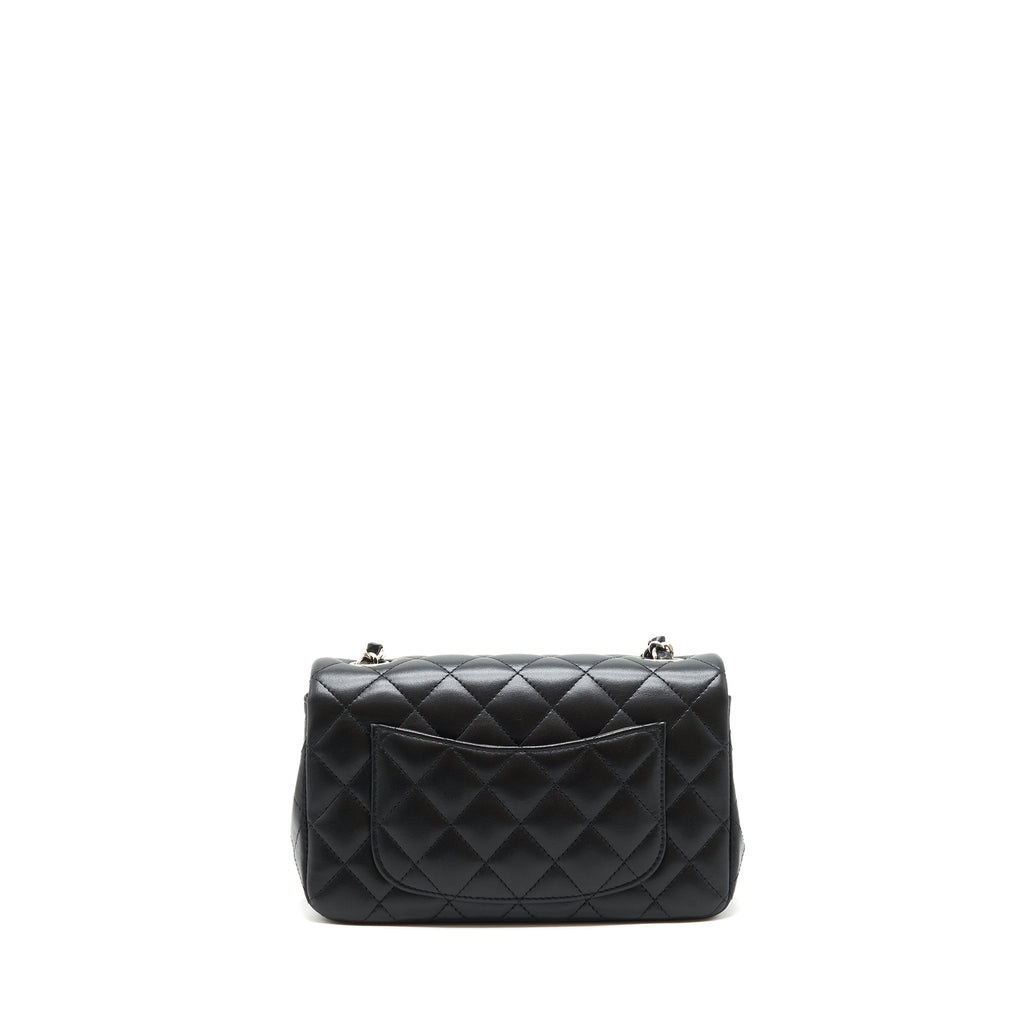 CHANEL MINI RECTANGULAR FLAP BAG LAMBSKIN BLACK SHW