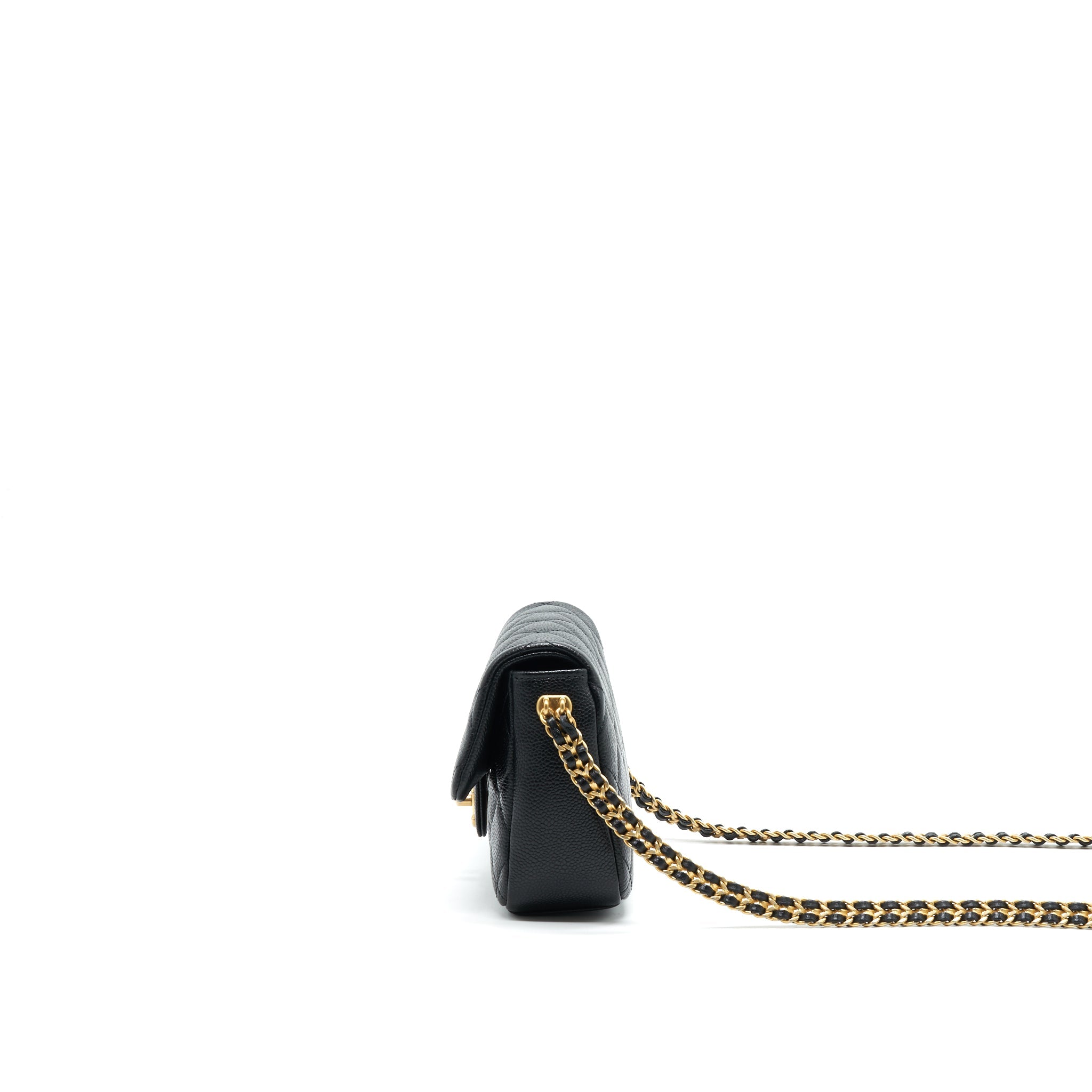CHANEL 21A MINI SQUARE FLAP BAG CAVIAR BLACK GHW