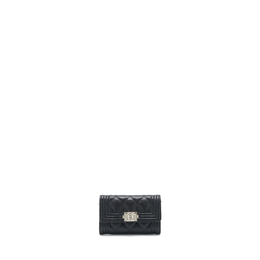 CHANEL BOY CARD HOLDER CAVIAR BLACK SHW