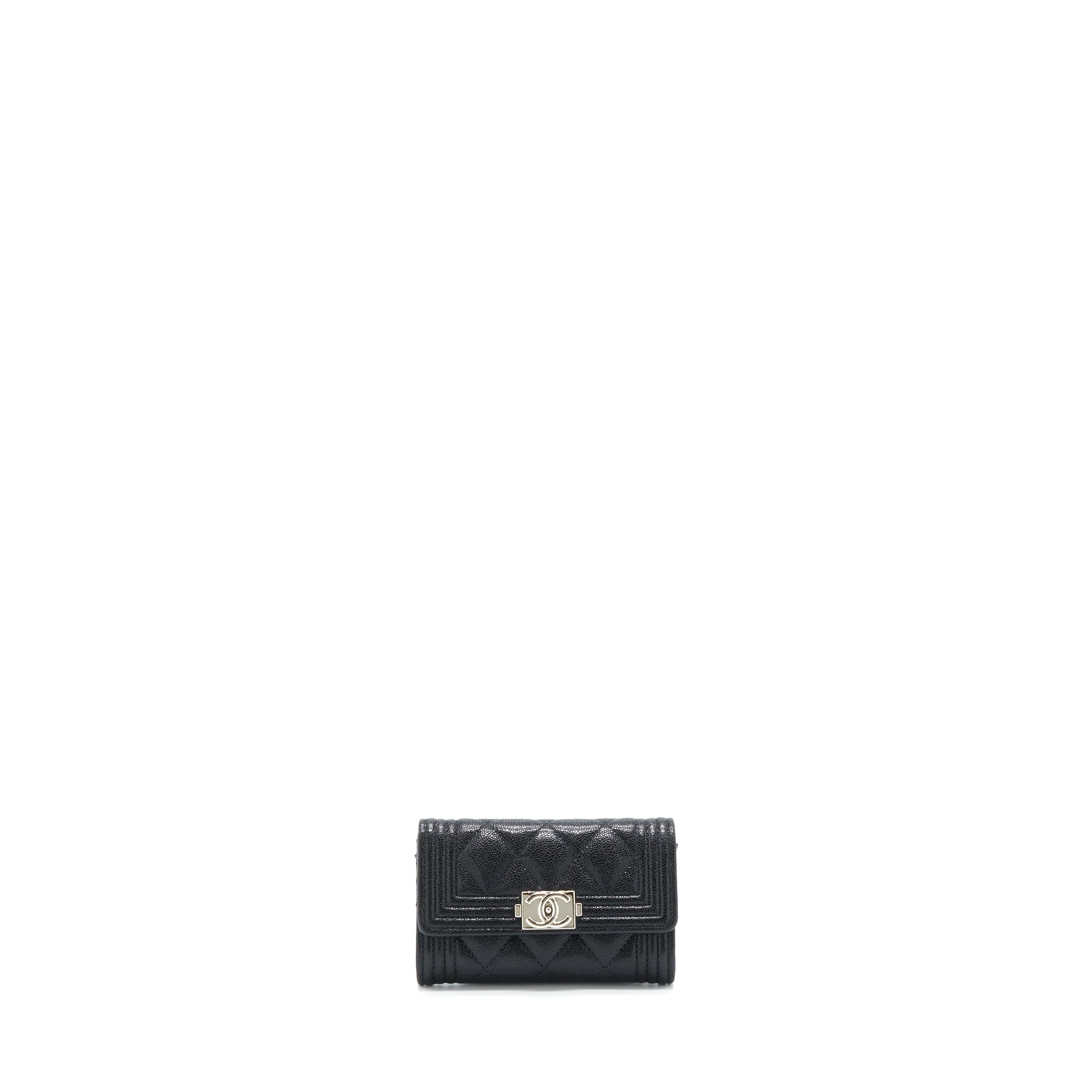 CHANEL BOY CARD HOLDER CAVIAR BLACK SHW