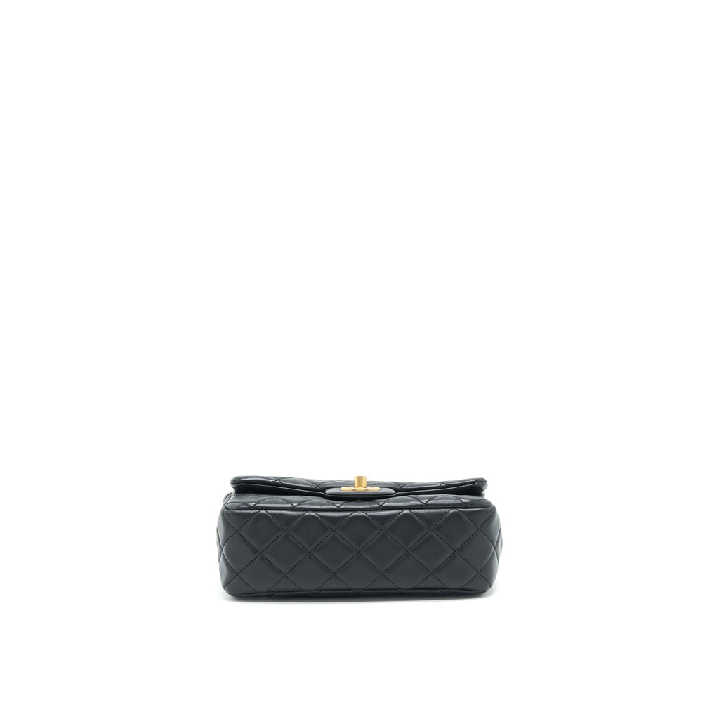 CHANEL PEARL CRUSHED MINI RECTANGULAR FLAP IN BLACK