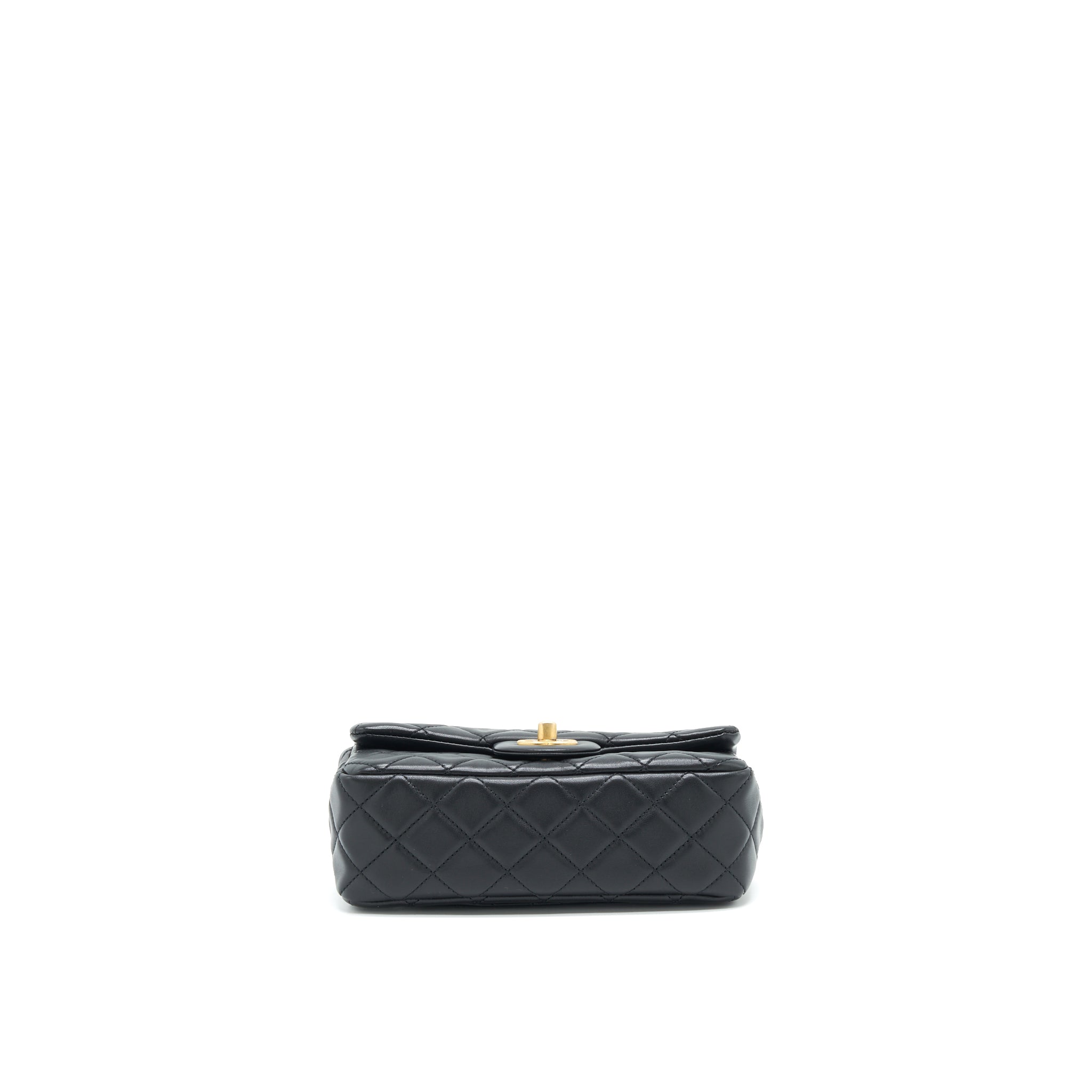 CHANEL 22C PEARL CRUSH MINI RECTANGULAR FLAP BAG LAMBSKIN BLACK GHW (MICROCHIP)