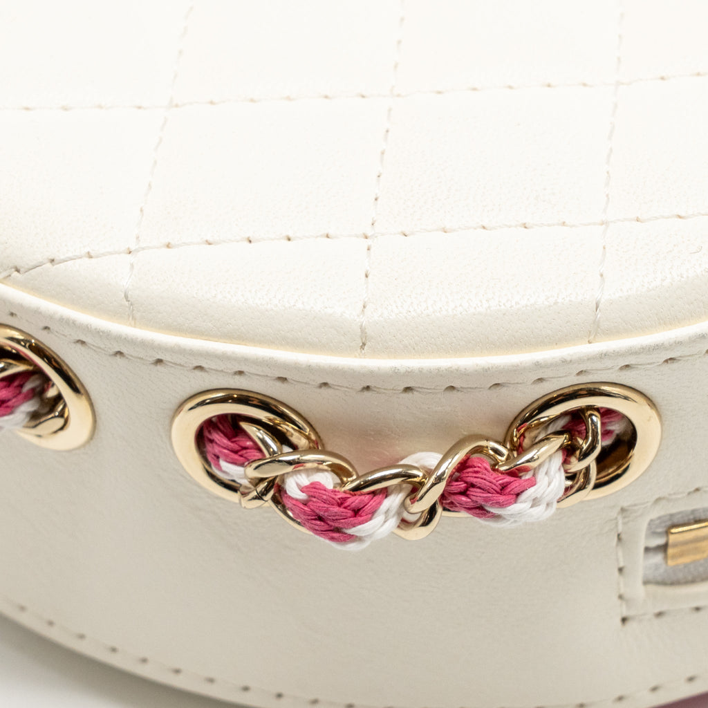 CHANEL 19C LA PAUSA LIFESAVER BAG LAMBSKIN/PVC PINK/WHITE LGHW