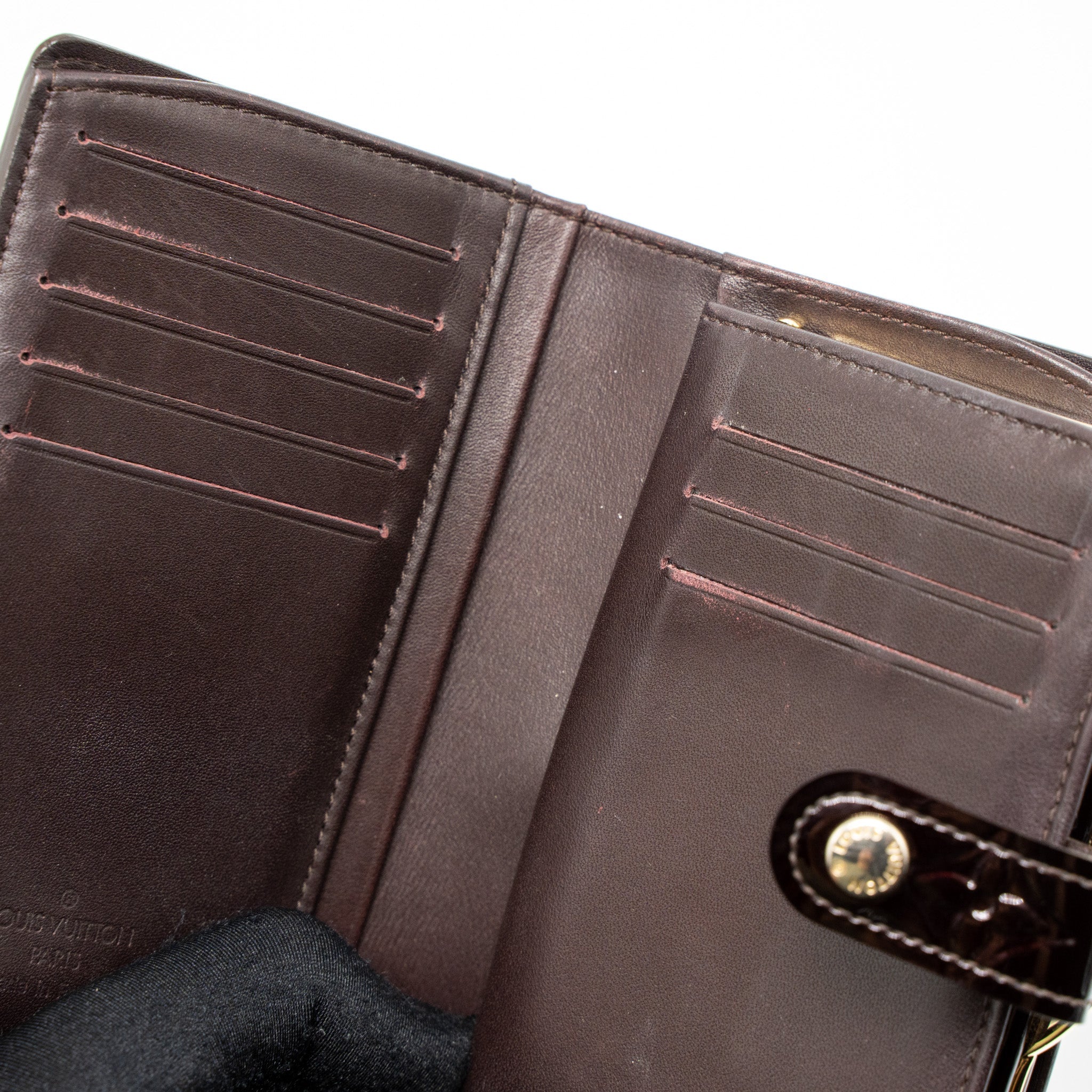 LOUIS VUITTON PORTEFEUILLE VIENNOIS PURSE WALLET MONOGRAM VERNIS AMARANTE GHW