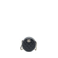 CHANEL CRYSTAL CC LOGO ROUND CLUTCH WITH CHAIN CAVIAR BLACK LGHW
