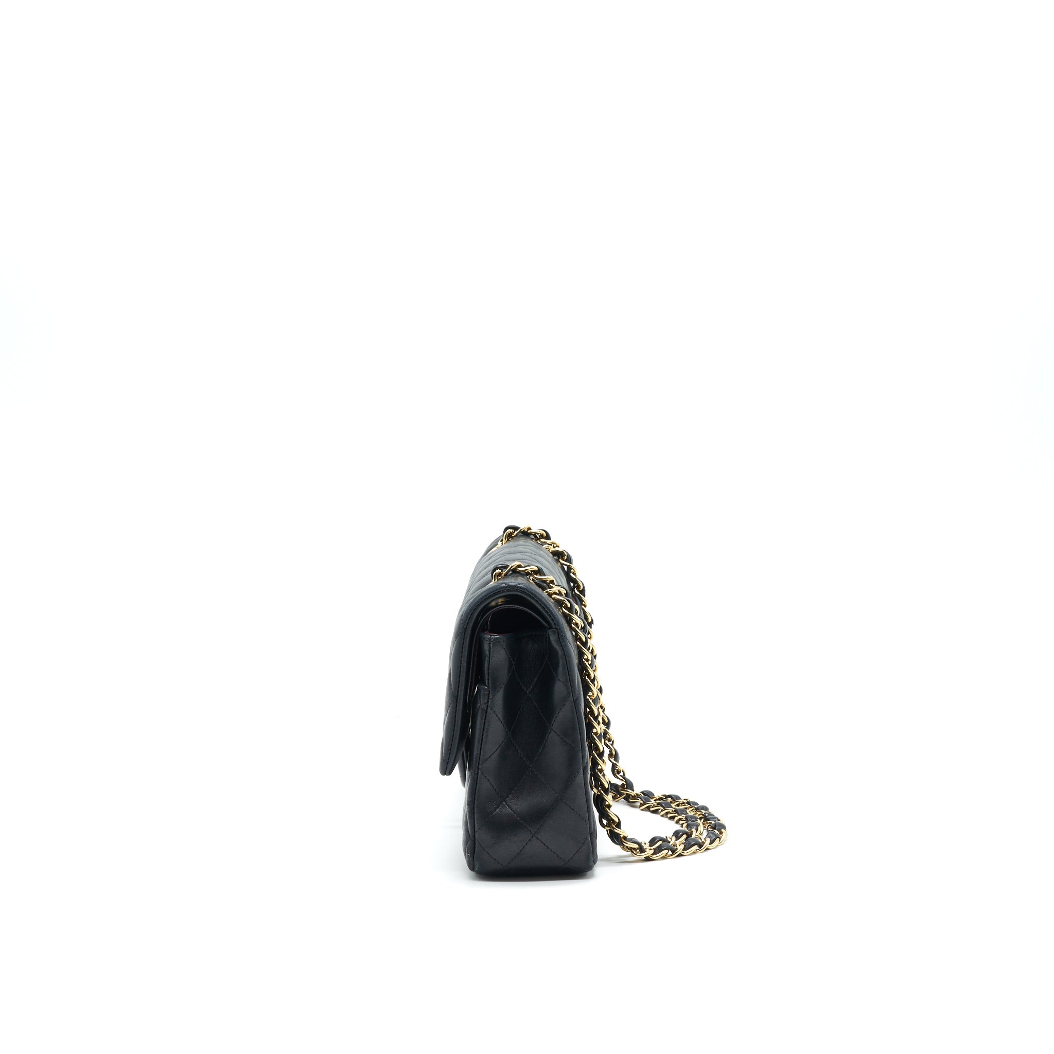CHANEL CLASSIC DOUBLE FLAP BAG LAMBSKIN MEDIUM BLACK GHW SERIAL 19
