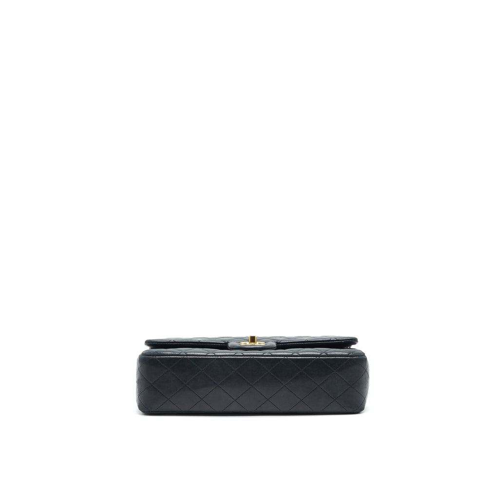 CHANEL CLASSIC DOUBLE FLAP BAG LAMBSKIN MEDIUM BLACK GHW SERIAL 19
