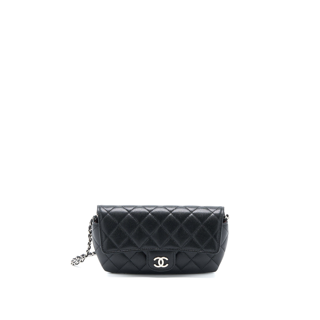 CHANEL FLAP GLASSES CASE WITH CHAIN CAVIAR BLACK SHW